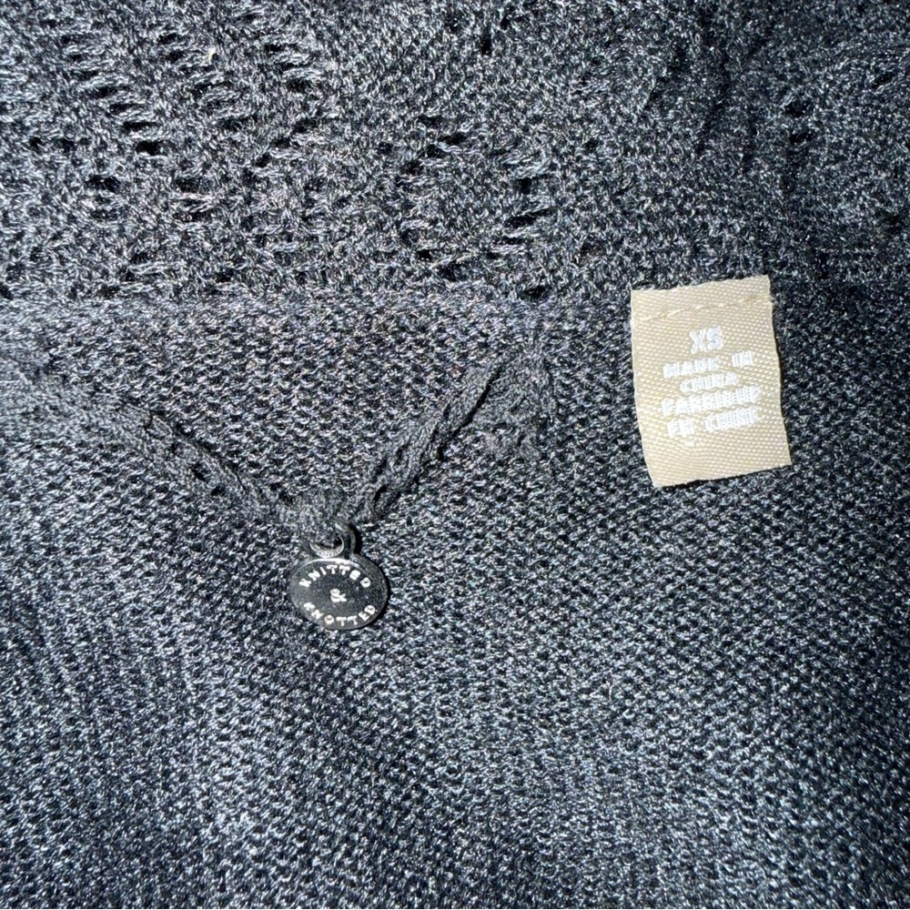 Anthropologie Knitted & Knotted Womens XS Charcoal Gray Lace Belted Cardigan - Picture 4 of 6